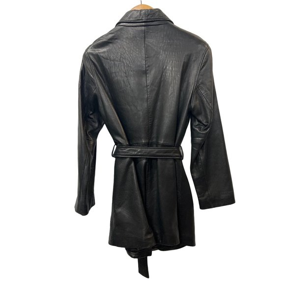 Wilson’s Leather Pelle Studio Genuine Leather Coat Parka Belted Jacket - Picture 8 of 12